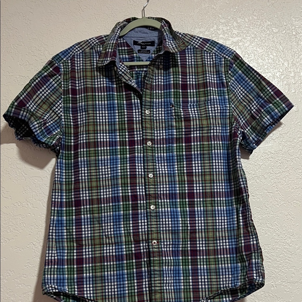 Tommy Hilfiger Men's Plaid Shirt - Blue, Green, Burgundy